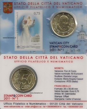 vatikan coincard z znamko 2011